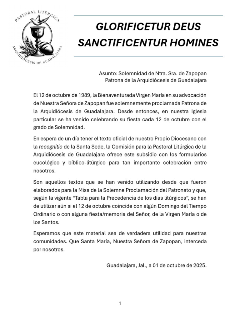 Misa en Honor A Ntra. Sra. Zapopan | PDF | María, madre de Jesús ...