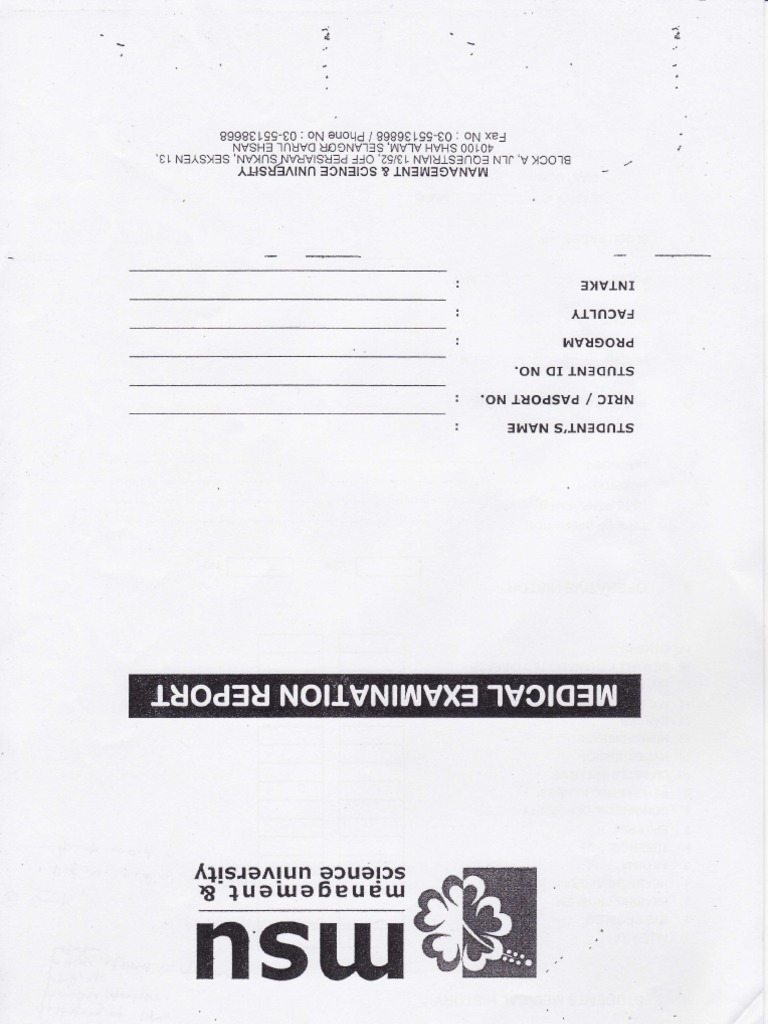 Medical Checkup Form | PDF