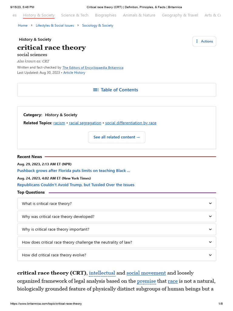 Overview of Critical Race Theory | PDF | Critical Race Theory | Race ...