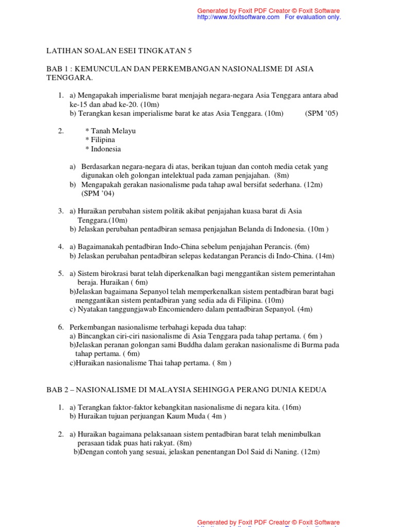 Sejarah Soalan Esi Pdf