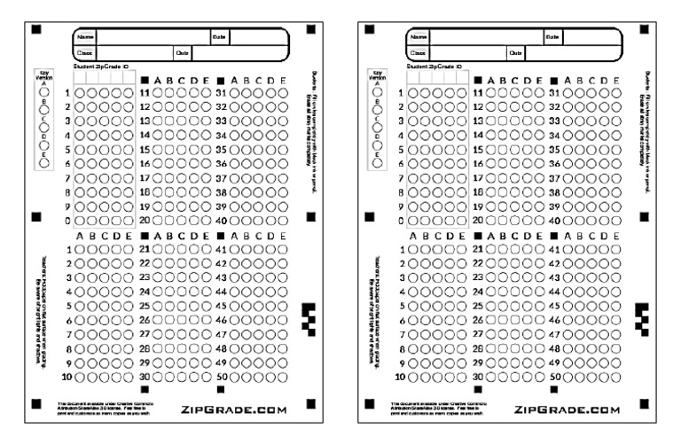 LJK Zipgrade 50 Terang | PDF