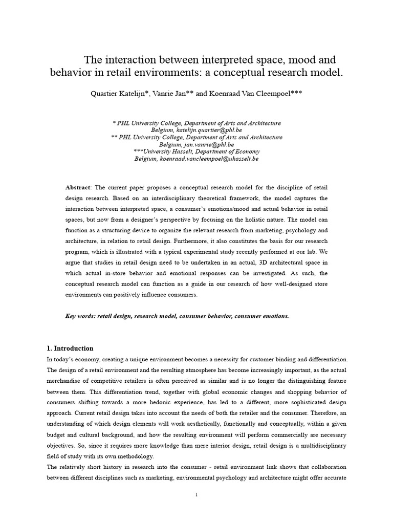 Retail Design: Mood and Behavior Model | PDF | Emotions | Behavior
