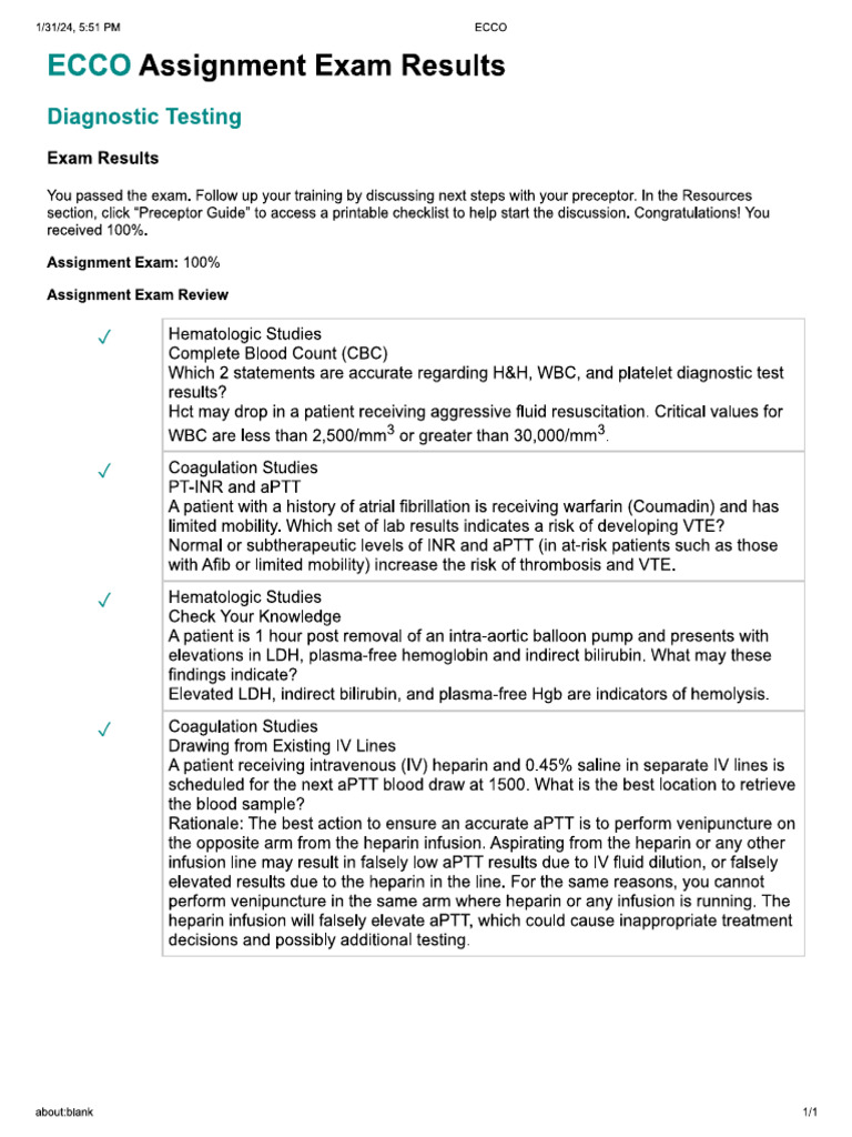 HemaA1 Assessing Hematologic and Coagulation Lab Values | PDF