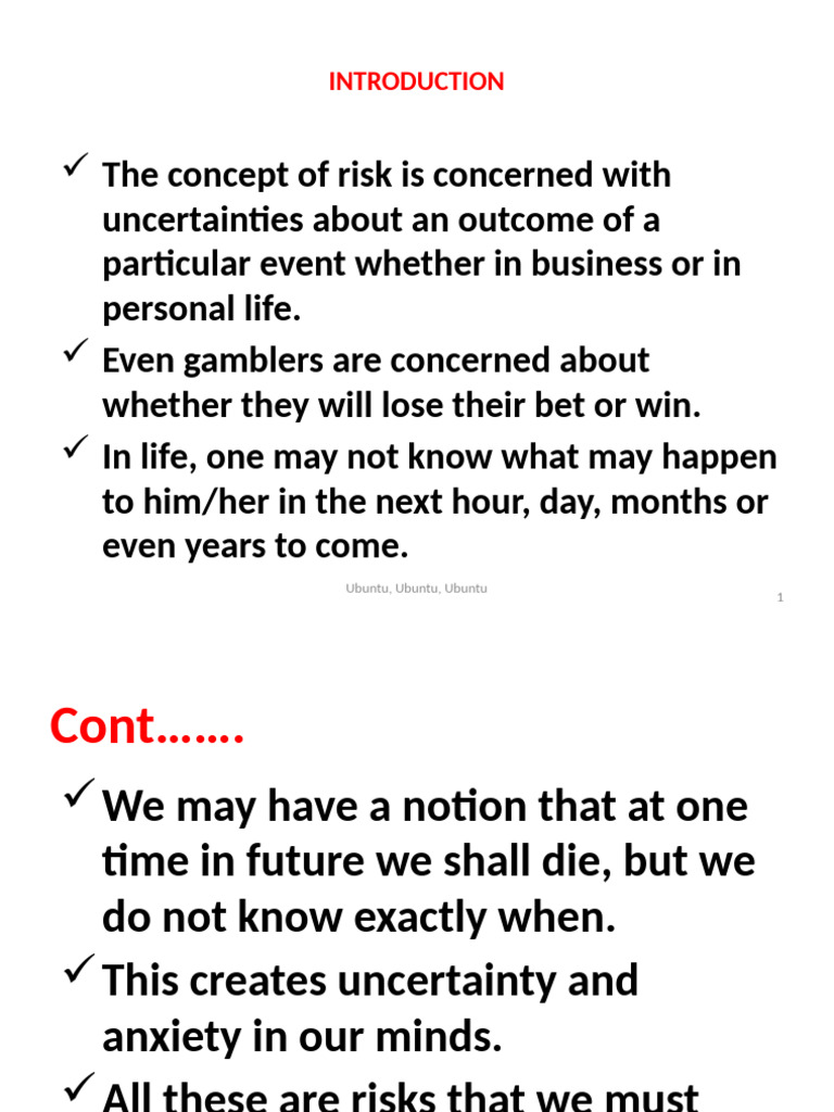 Understanding Risk and Uncertainty Concepts | PDF | Risk | Insurance