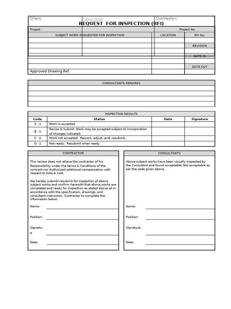 Inspection Request Form Template | PDF