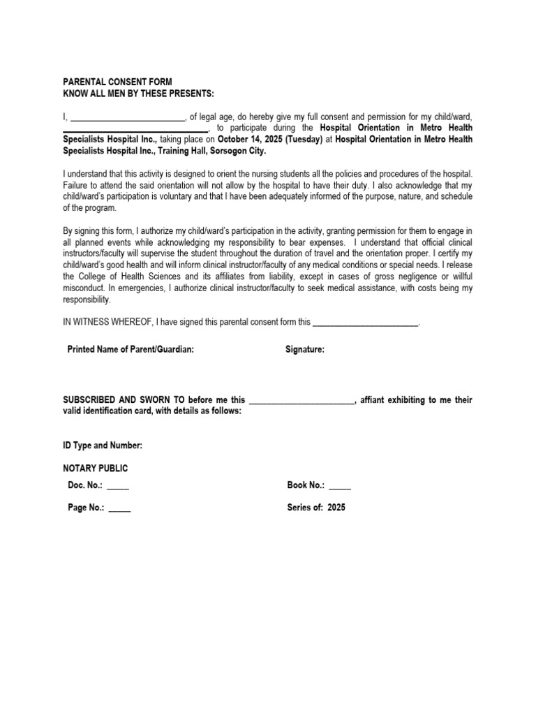 Parental Consent Form 1st Batch | PDF