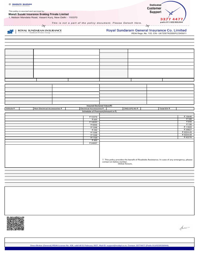 RTO Certificate for Maruti Ertiga Policy | PDF | Insurance | Deductible