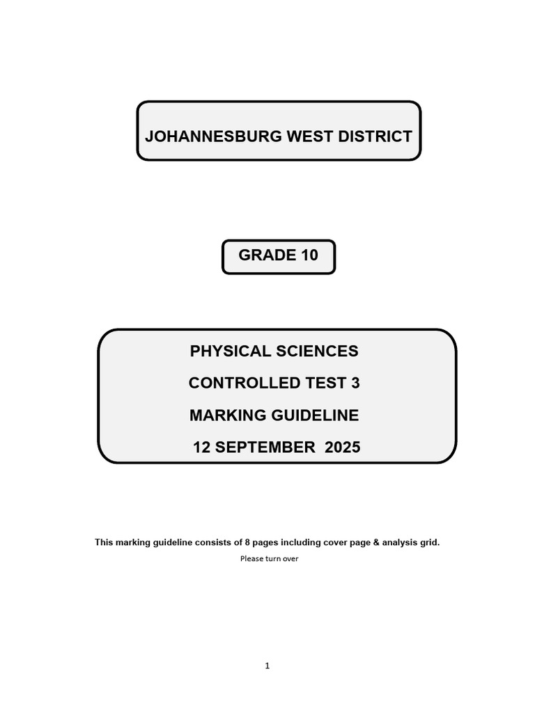 Grade 10 Physical Sciences Test Guide | PDF | Velocity | Applied And ...