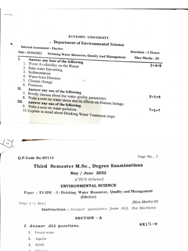 3rd Sem EVs Questions Paper | PDF