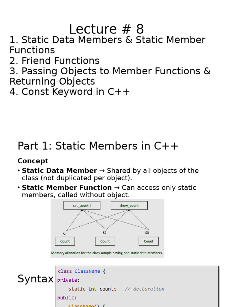 C++ Static Members and Friend Functions | PDF | C++ | Computer Science