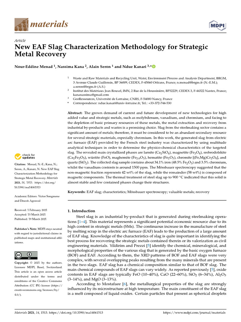 EAF Slag Characterization for Metal Recovery | PDF | Cement | Iron