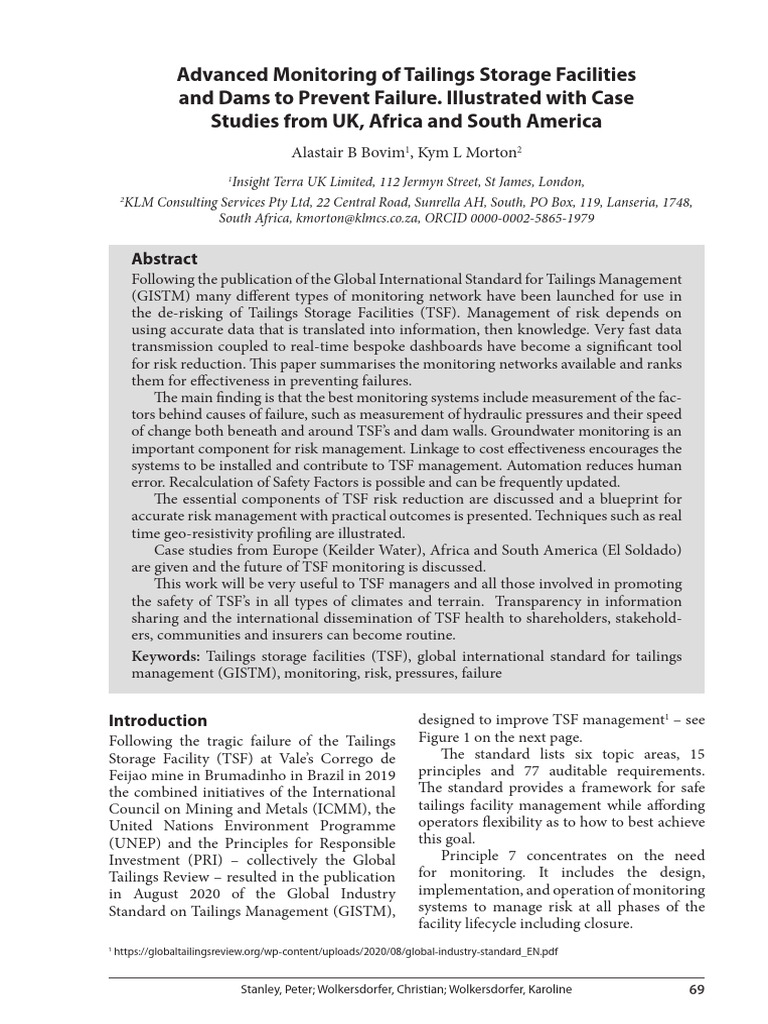 Advanced Monitoring of Tailings Storage Facilities and Dams To Prevent ...