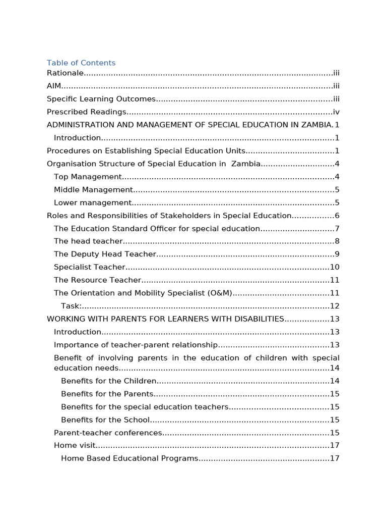 Special Education Management in Zambia | PDF | Special Education | Teachers