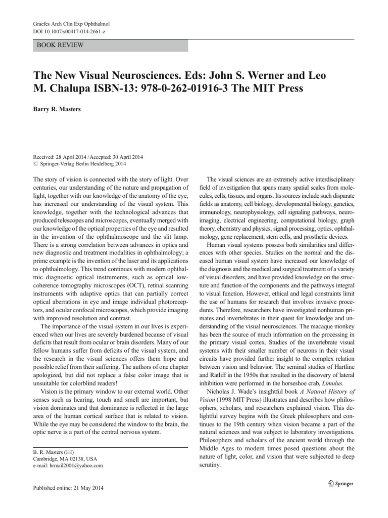 Review of The New Visual Neurosciences | PDF | Visual System | Neuroscience