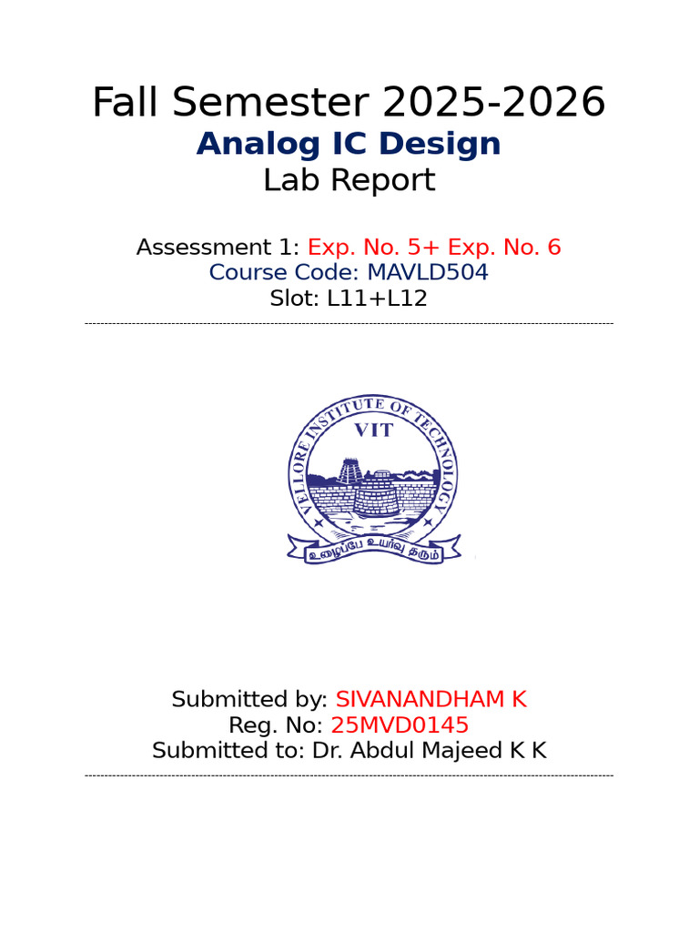 Analog IC Design Lab Report 2025 | PDF | Mosfet | Computer Engineering