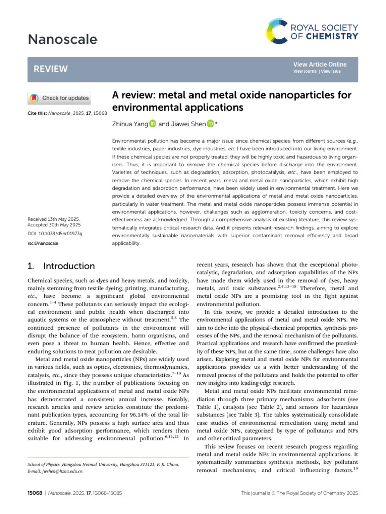 Metal Nanoparticles in Environmental Remediation | PDF | Nanoparticle ...