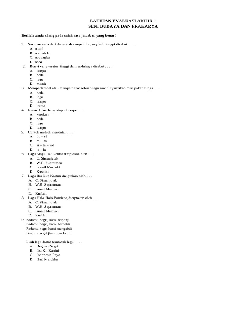 Latihan Eas 1. SBDP | PDF