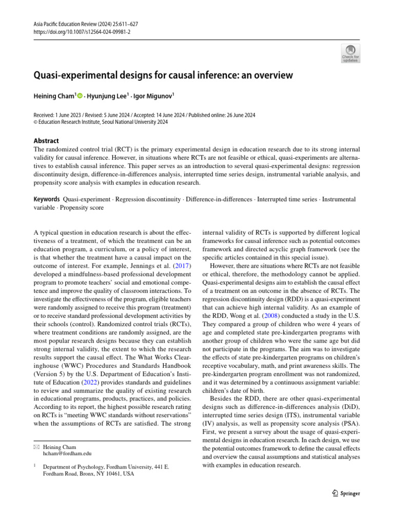 Overview of Quasi-Experimental Designs | PDF | Randomized Controlled ...