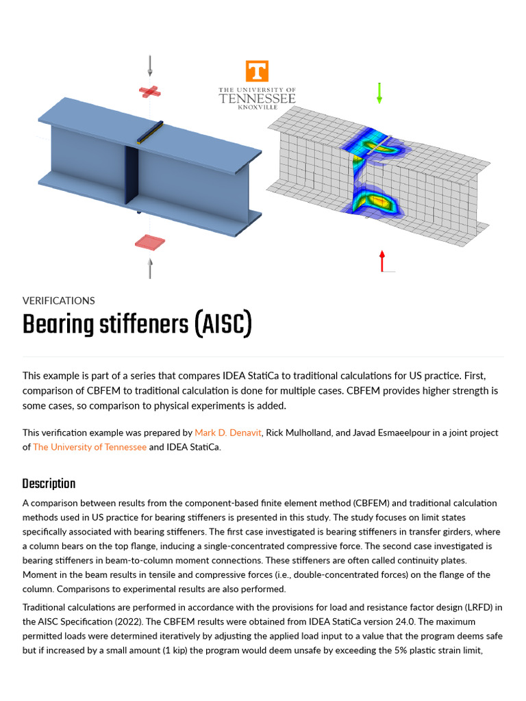 Bearing Stiffeners: CBFEM vs. Traditional Methods | PDF | Strength Of ...
