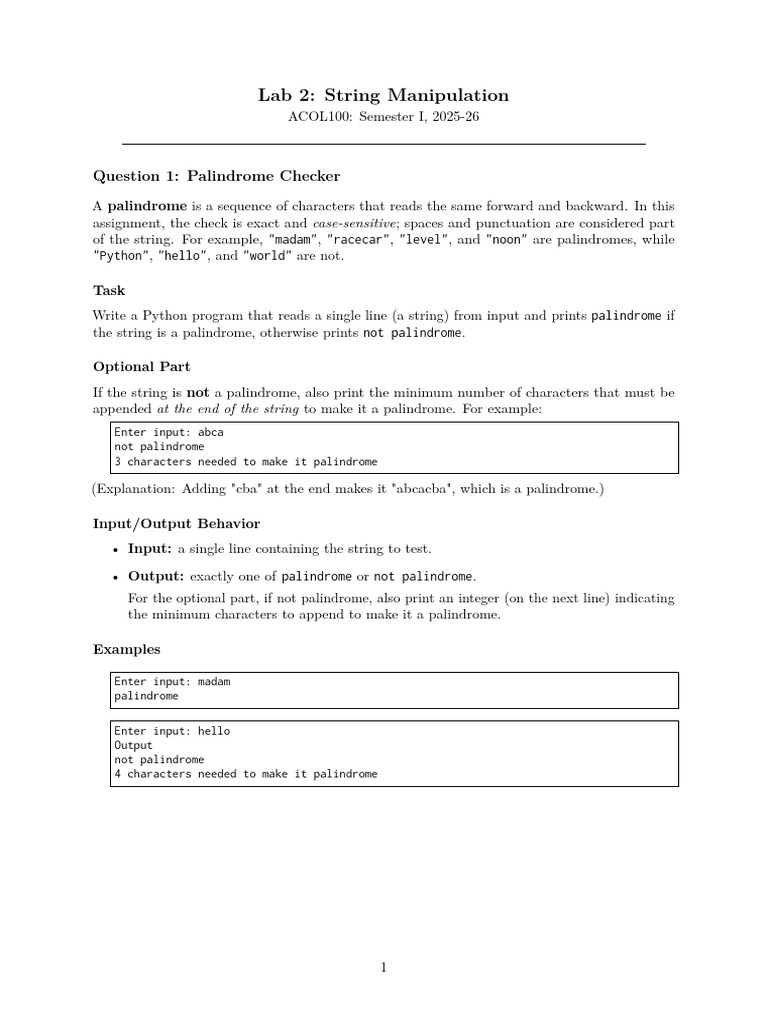 Python String Manipulation Lab 2 | PDF | String (Computer Science ...