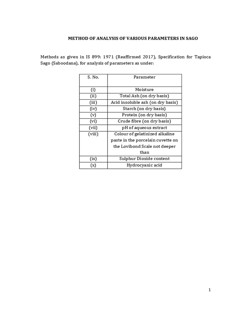 Method Parameters Sago 20-02-2018 | PDF