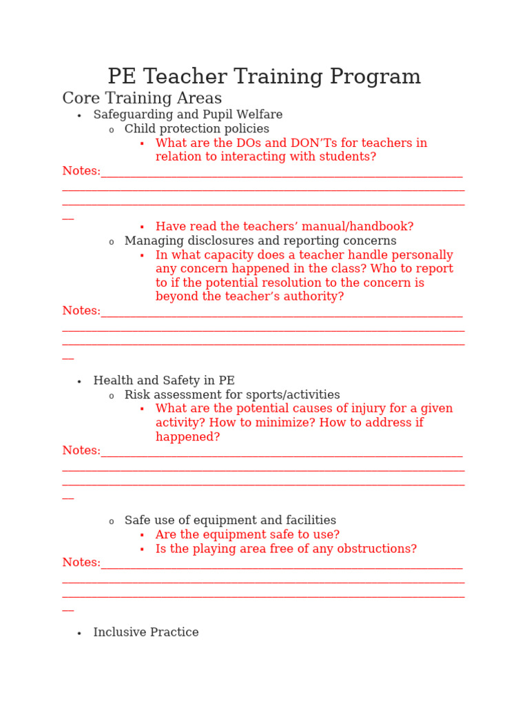 PE Teacher Training Essentials Guide | PDF | Physical Education | Teachers