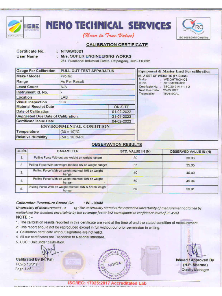 13 Pull Out Test | PDF