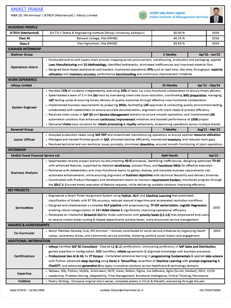 Internship Experience Overview | PDF