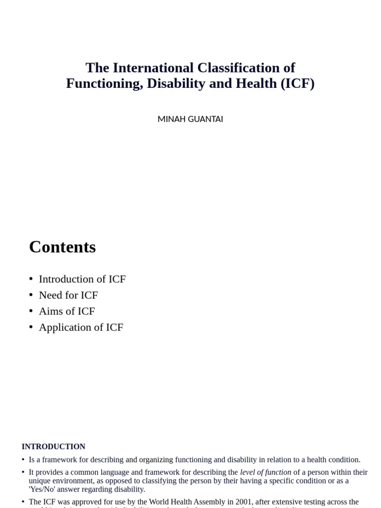 Understanding the ICF Framework | PDF | Disability