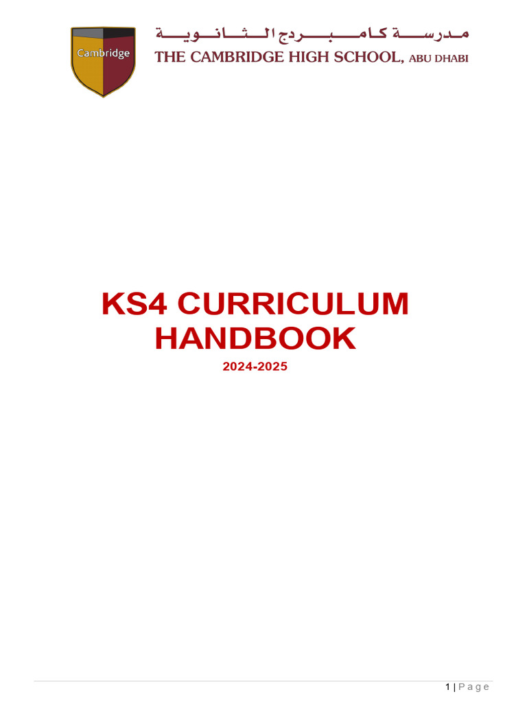 Cambridge High School KS4 Handbook 2024-25 | PDF | Educational ...