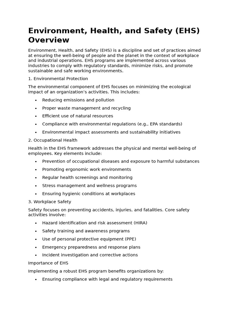 EHS Over View | PDF