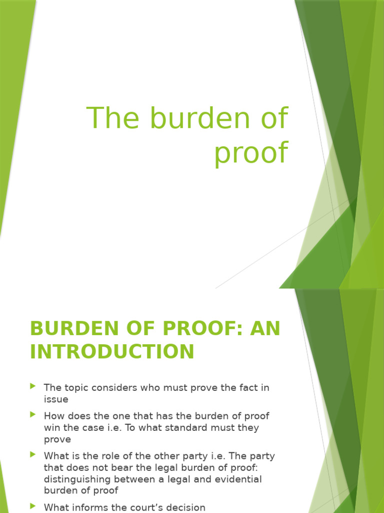 Understanding the Burden of Proof | PDF | Burden Of Proof (Law ...