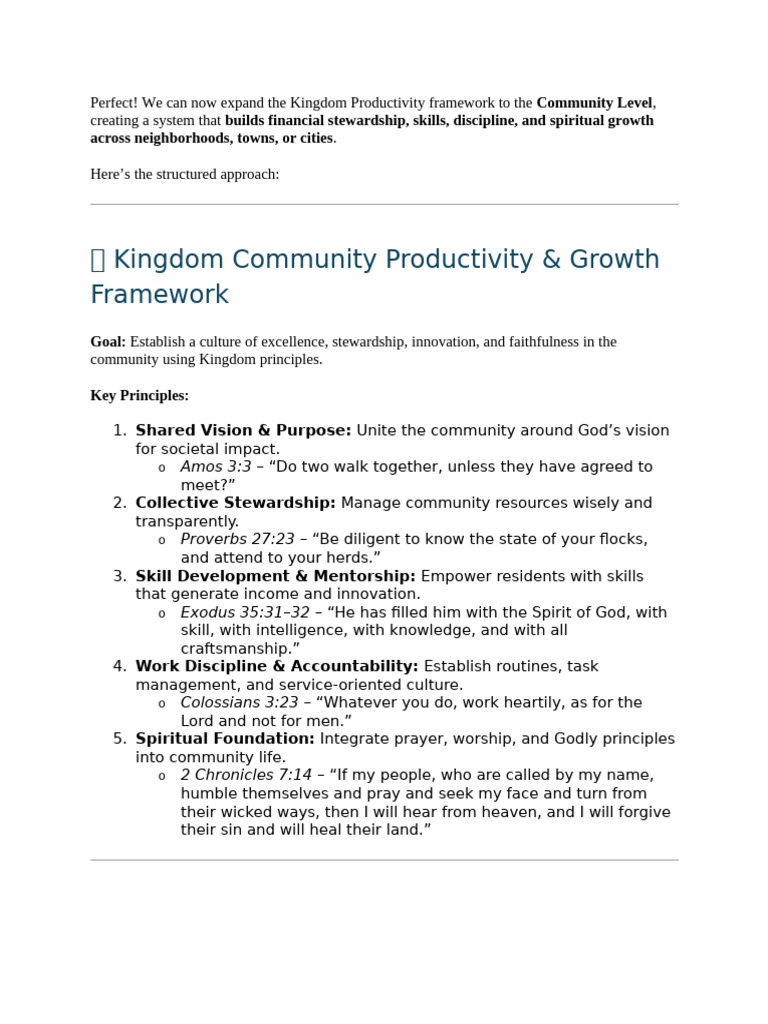 Kingdom Community Productivity Framework | PDF | Prayer | Mentorship