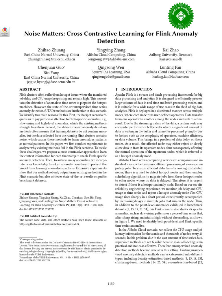 Cross Contrastive Learning for Flink Anomaly Detection | PDF | Time ...