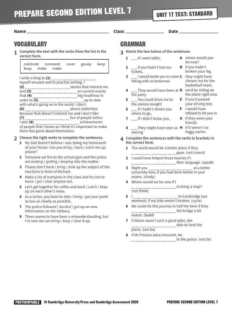 Level 7 Vocabulary and Grammar Exercises | PDF | Linguistics