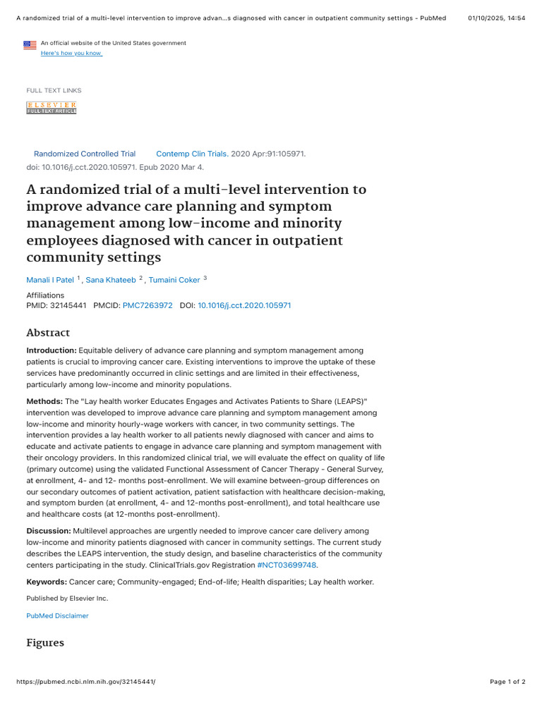A Randomized Trial of a Multi-level Intervention to Improve Advance ...