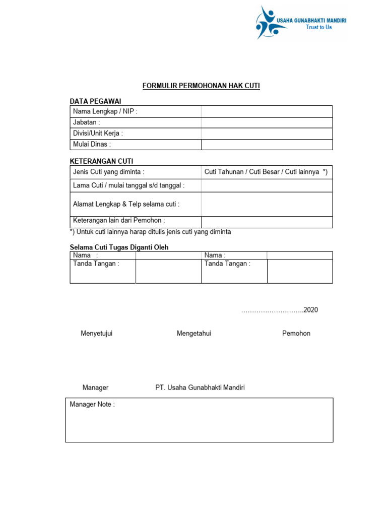 Formulir Permohonan Cuti Karyawan | PDF