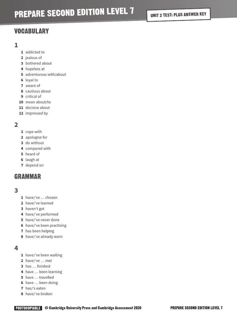Level 7 Test Answers | PDF
