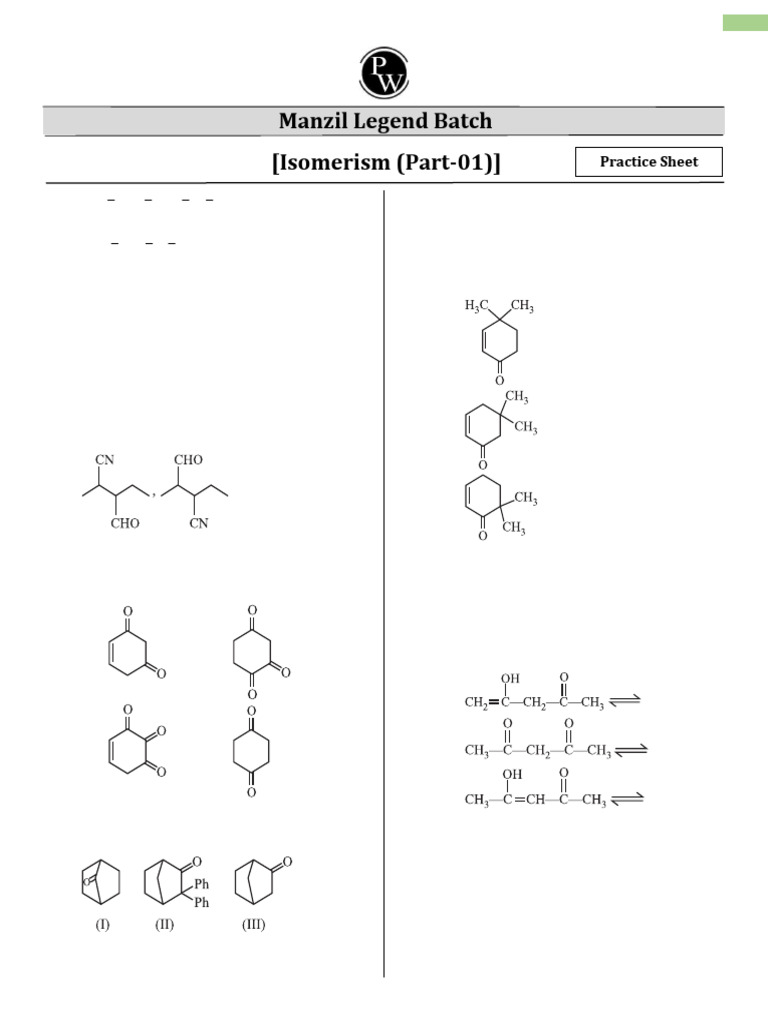 Isomerism Concepts and Practice Questions | PDF | Isomer | Chemistry