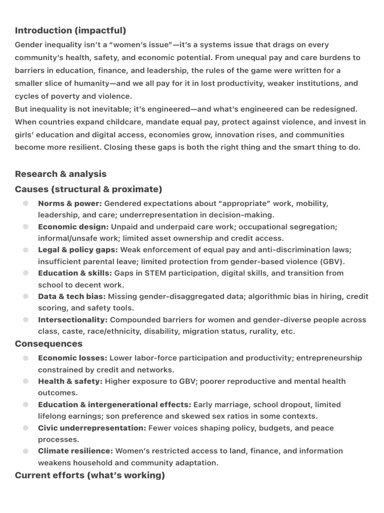 Addressing Gender Inequality Solutions | PDF | Economic Inequality ...