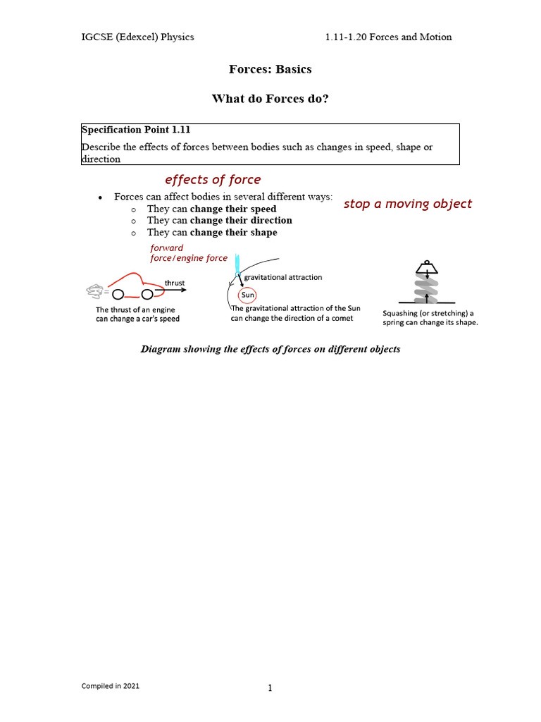 Forces and Motion in IGCSE Physics | PDF | Force | Euclidean Vector
