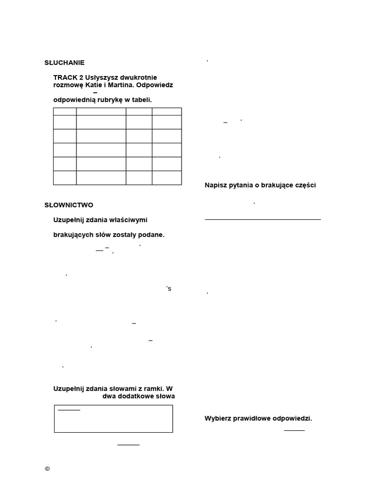 Focus 2 Unit 1 Test for Group A | PDF | Clothing