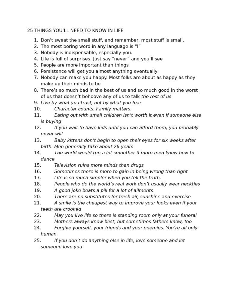 Essential Life Lessons to Embrace | PDF