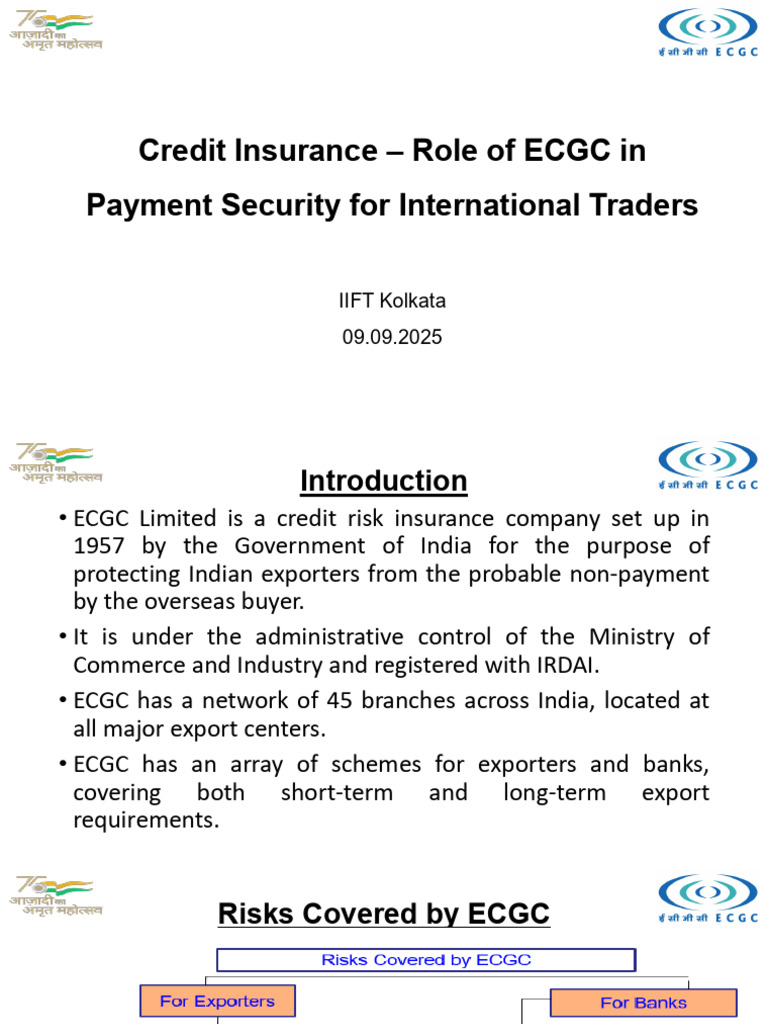 ECGC Credit Insurance for Exporters | PDF | Insurance | Underwriting