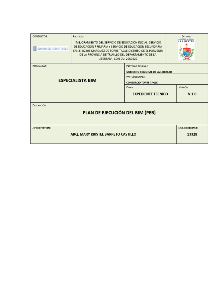 Plan de Ejecución BIM para Educación en Trujillo | PDF | Diseño | Software