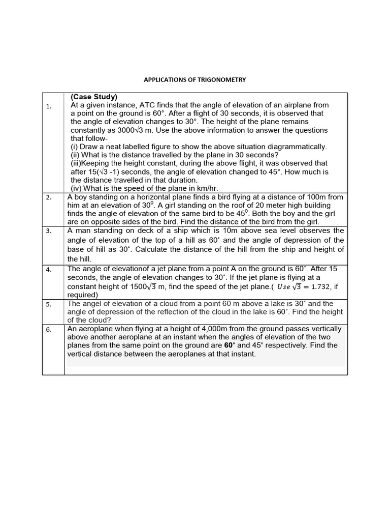 Trigonometry Applications in Aviation and Elevation | PDF