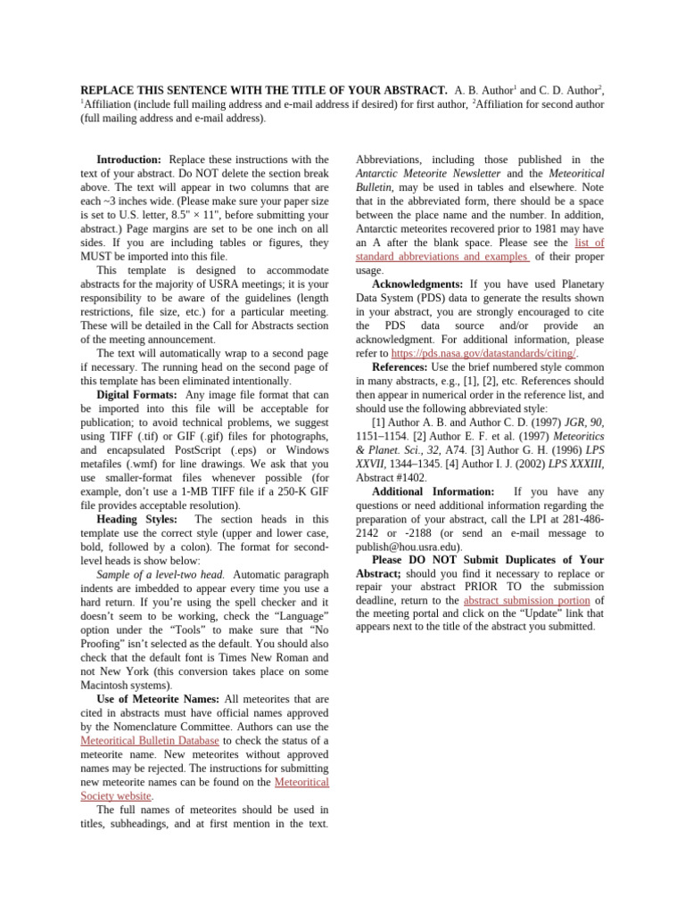 Abstract Submission Guidelines Template | PDF | Computing