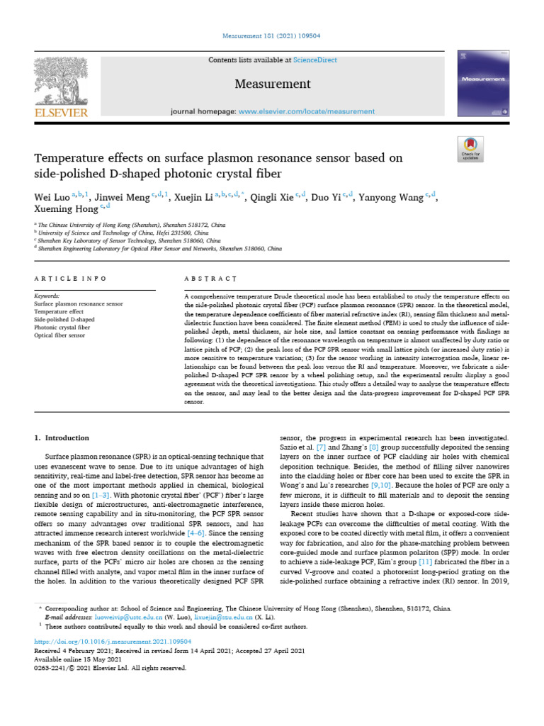 Temperature Effects On Surface Plasmon Resonance Sensor Based On | PDF ...