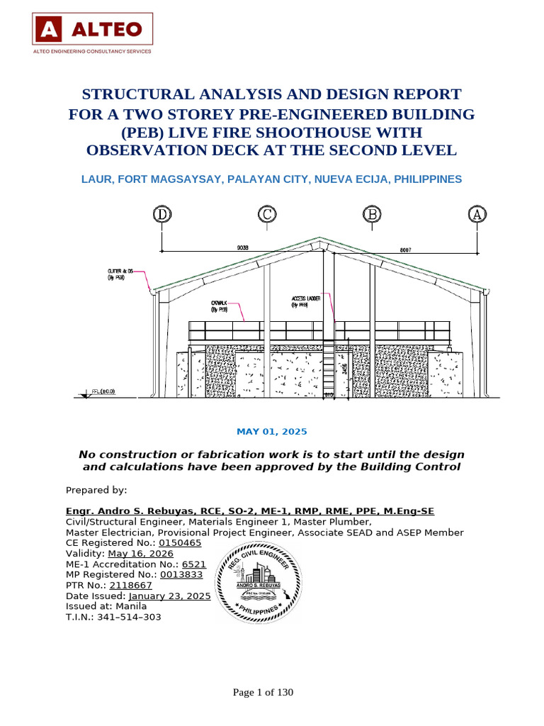 Structural Design Report for PEB Shoot House | PDF | Strength Of ...