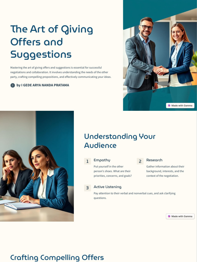 The Art of Giving Offers and Suggestions | PDF | Negotiation ...